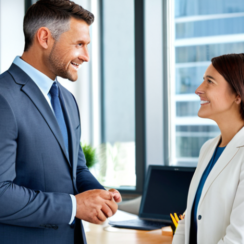 Modern Insurance Agent**

"A friendly insurance agent, fully clothed in a professional business suit, assisting a young family in a bright, modern office setting, appropriate attire, safe for work, perfect anatomy, natural proportions, family-friendly, high resolution."

**