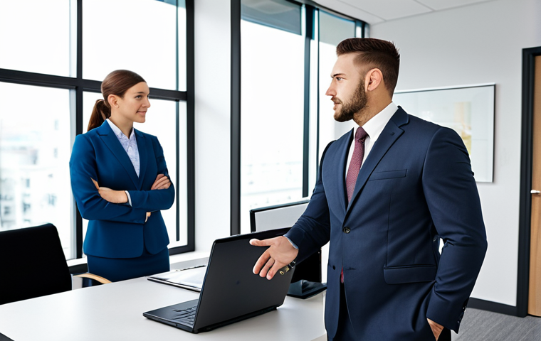 보험중개사 시험 중 급수별 차이 - **

A professional insurance broker, fully clothed in a modest business suit, advising a client in a...