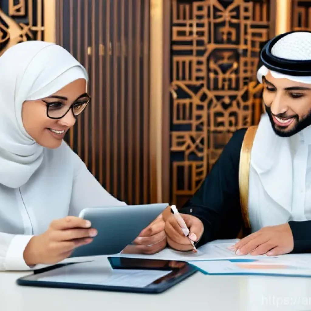 보험중개사 시험 준비를 위한 자원 활용법 - **Prompt:** A professional Arab female insurance broker, in her late 30s, wearing a stylish, modest ...