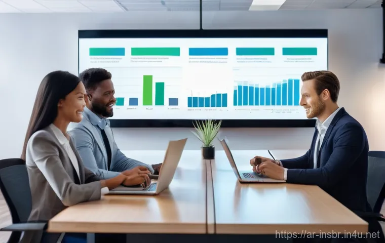 보험중개사 자격시험 후 결과 기다리는 마음 - **Prompt:** A dynamic, brightly lit image capturing a diverse group of modern insurance professional...