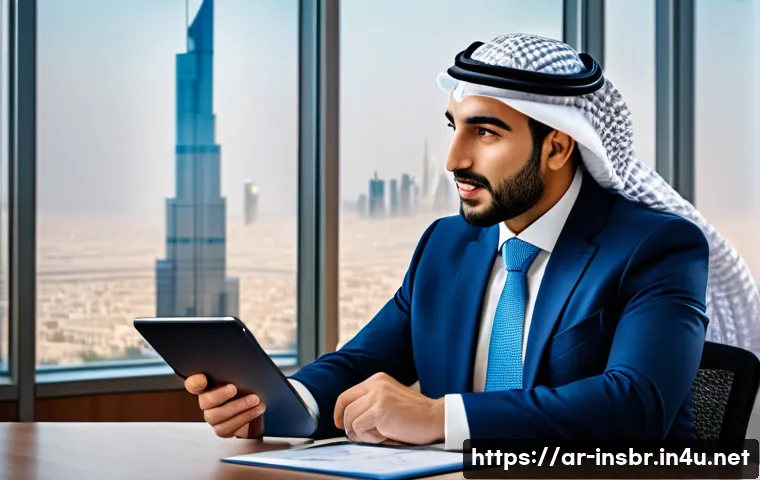 보험중개사와 관련된 자격증 인증 사례 - A professional Arab insurance broker in a modern office environment, wearing formal business attire ...