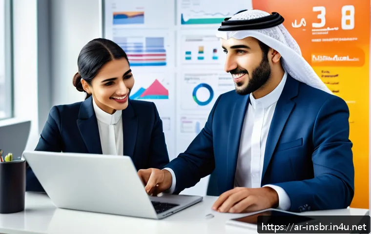 보험중개사와 관련된 고객 관계 관리 성공 사례 연구 및 분석 - A modern Arab insurance office scene showing a professional insurance agent wearing a smart business...