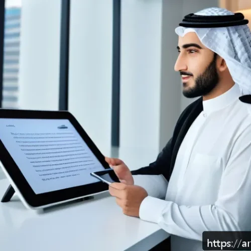 Home 31 보험중개사와 관련된 최신 보험 기술 활용 사례 - A professional Middle Eastern insurance agent interacting with a smart AI-powered chatbot on a sleek...